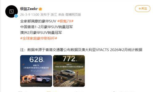 极氪7X在中国香港1-2月销售772台