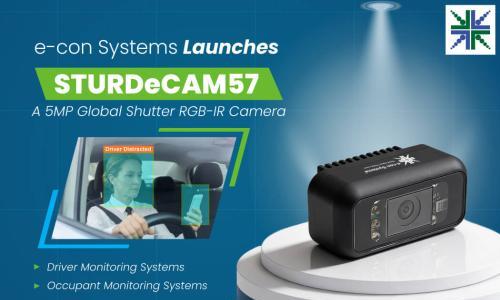 e-con Systems推出全局快门RGB-IR摄像头 用于车内监控系统