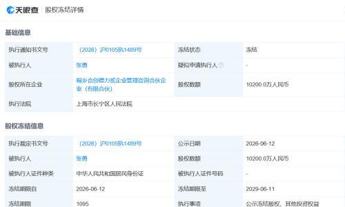 哪吒汽车创始团队再遭重击: 方运舟、张勇1.16亿元股权遭冻结