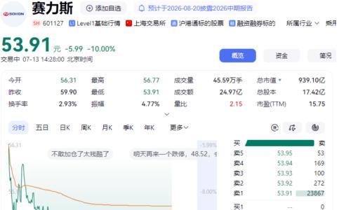 赛力斯罕见跌停,一场新造车叙事的资本重估